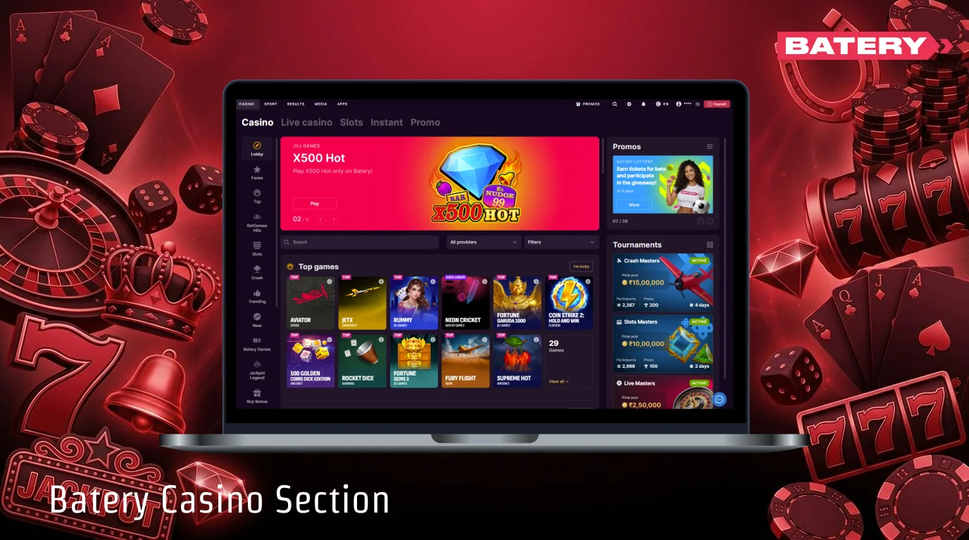 Play casino games at Batery in India